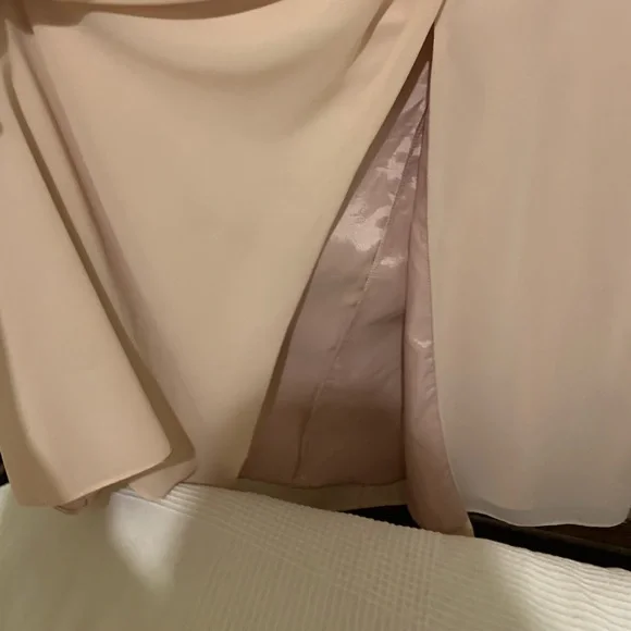 Lulus I’m All Yours Blush Ruffle Light Pale Pink Bridesmaid Dress Maxi V-Neck S - Picture 8 of 11